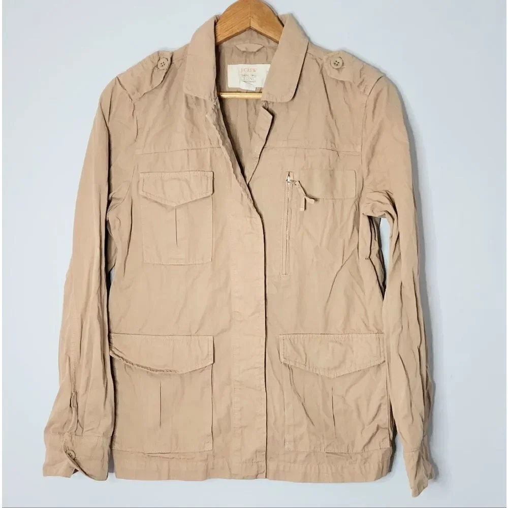 J Crew twill jacket women's size 8 chino khaki